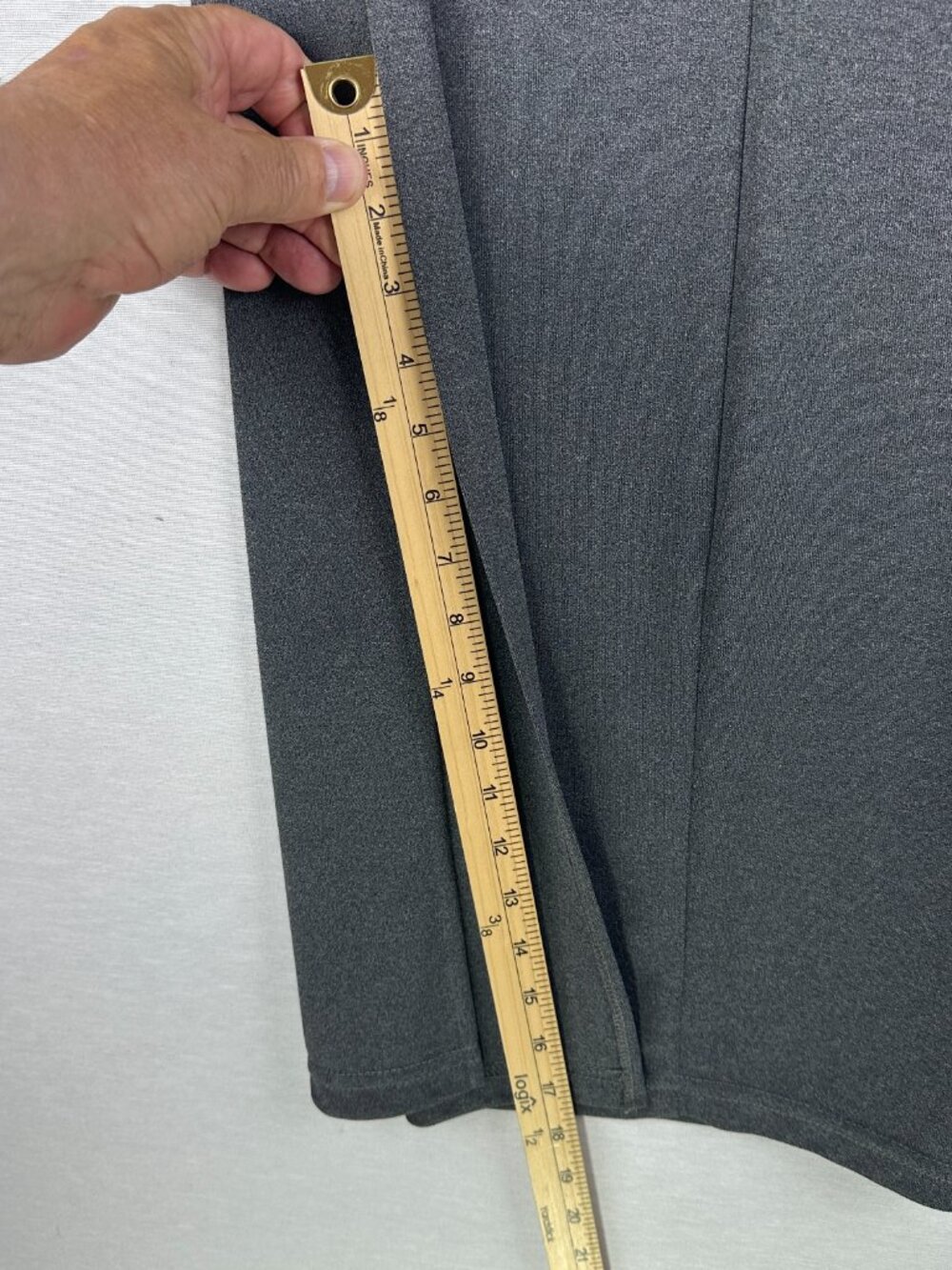 VINTAGE "IN MODA" MAXI SKIRT SOLID GREY STRAIGHT 36" LENGTH SIDES SLITS SIZE 11 - Picture 11 of 11